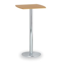 Koktailový stôl OLYMPO II, 660x660 mm, chrómovaná podnož, doska buk