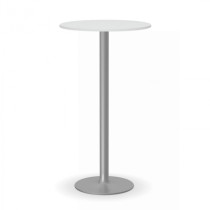 Koktailový stôl OLYMPO II, priemer 600 mm, sivá podnož, doska biela
