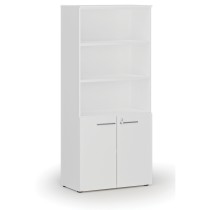 Kombinovaná kancelářská skříň PRIMO WHITE, dveře na 2 patra, 1781 x 800 x 420 mm, bílá