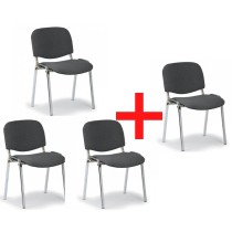 Konferenčná stolička VIVA 3+1 ZADARMO, chróm, sivé