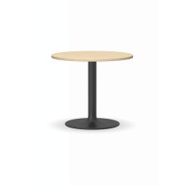 Konferenční stolek ZEUS II, průměr 600 mm, černá podnož, deska bříza
