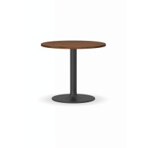 Konferenční stolek ZEUS II, průměr 600 mm, černá podnož, deska ořech