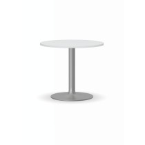 Konferenční stolek ZEUS II, průměr 600 mm, šedá podnož, deska bílá