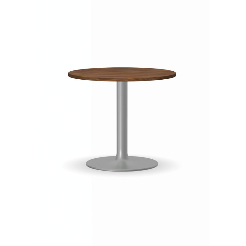 Konferenční stolek ZEUS II, průměr 600 mm, šedá podnož, deska ořech