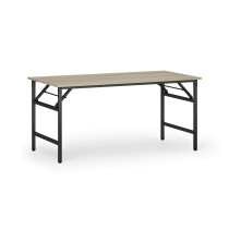 Konferenčný stôl FAST READY s čiernou podnožou, 1600 x 800 x 750 mm, dub prírodný