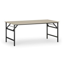 Konferenčný stôl FAST READY s čiernou podnožou, 1800 x 900 x 750 mm, breza