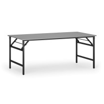 Konferenčný stôl FAST READY s čiernou podnožou, 1800 x 900 x 750 mm, sivá