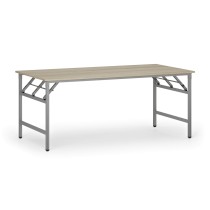 Konferenčný stôl FAST READY so striebornosivou podnožou, 1800 x 900 x 750 mm, dub prírodný