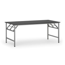 Konferenčný stôl FAST READY so striebornosivou podnožou, 1800 x 900 x 750 mm, grafit