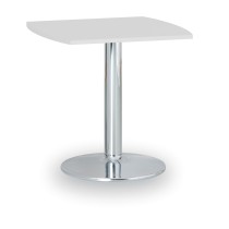 Konferenčný stolík ZEUS II, 660x660 mm, chrómovaná podnož, doska biela