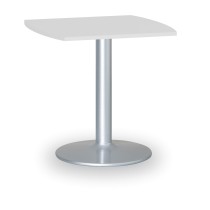 Konferenčný stolík ZEUS II, 660x660 mm, sivá podnož, doska biela