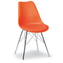 Konferenz-/Esszimmerstuhl aus Kunststoff mit Ledersitz CHRISTINE, orange