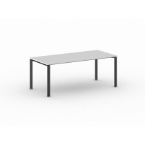 Konferenztisch, Besprechungstisch INFINITY 200x90 cm, weiß, schwarzes Fußgestell