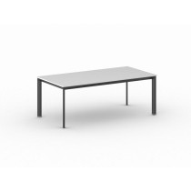 Konferenztisch, Besprechungstisch PRIMO INVITATION 2000 x 1000 mm, schwarzes Fußgestell, weiß