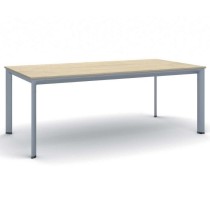 Konferenztisch, Besprechungstisch PRIMO INVITATION 200x100 cm, graues Fußgestell, Eiche natur
