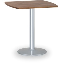 Konferenztisch rund, Bistrotisch FILIP II, 66x66 cm, graue Fußgestell, Platte Nussbaum