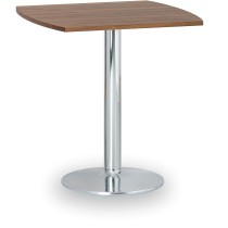 Konferenztisch rund, Bistrotisch FILIP II, 66x66 cm, verchromtes Fußgestell, Platte Nussbaum