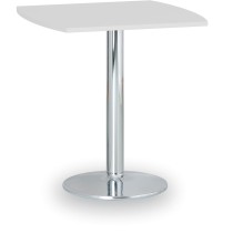 Konferenztisch rund, Bistrotisch FILIP II, 66x66 cm, verchromtes Fußgestell, Platte weiße