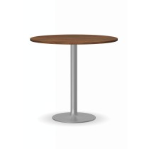 Konferenztisch rund, Bistrotisch FILIP II, Durchmesser 80 cm, graue Fußgestell, Platte Nussbaum