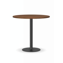 Konferenztisch rund, Bistrotisch FILIP II, Durchmesser 80 cm, schwarze Fußgestell, Platte Nussbaum