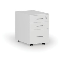 Kontenerek biurowy mobilny na teczki zawieszkowe SEGMENT, 3 szuflady, 430 x 546 x 619 mm, biały