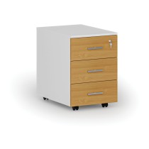 Kontenerek biurowy mobilny PRIMO WHITE, 3 szuflady, biały/buk