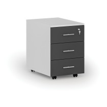 Kontenerek biurowy mobilny PRIMO WHITE, 3 szuflady, biały/grafit