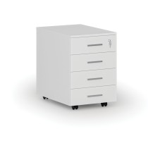 Kontenerek biurowy mobilny SEGMENT, 4 szuflady, 430 x 546 x 619 mm, biały