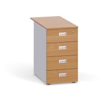 Kontenerek biurowy z szufladami dostawny PRIMO, 4 szuflady, szary / buk