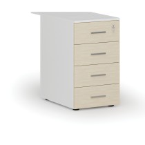 Kontenerek biurowy z szufladami dostawny PRIMO WHITE, 4 szuflady, biały/brzoza