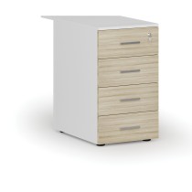 Kontenerek biurowy z szufladami dostawny PRIMO WHITE, 4 szuflady, biały/dąb naturalny