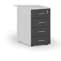 Kontenerek biurowy z szufladami dostawny PRIMO WHITE, 4 szuflady, biały/grafit