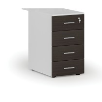 Kontenerek biurowy z szufladami dostawny PRIMO WHITE, 4 szuflady, biały/wenge