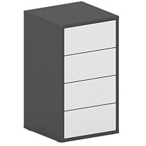 Kontenerek biurowy z szufladami FUTURE, 4 szuflady, biały/grafitowy