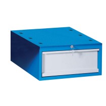 Kontenerek wiszący do stołów warsztatowych GÜDE, 1 szuflada, 510 x 592 x 255 mm, niebieski / szary