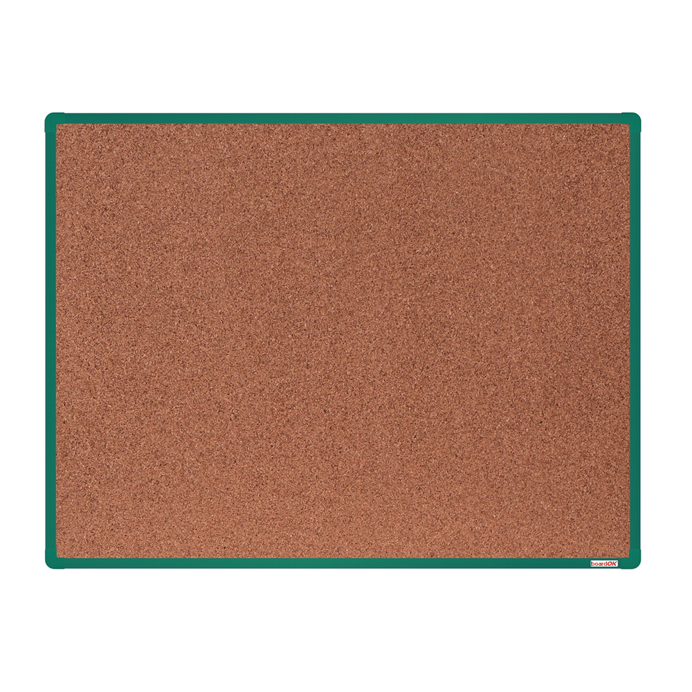 Korková nástěnka boardOK v hliníkovém rámu, 1200 x 900 mm, zelený rám