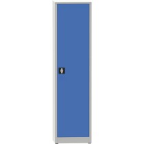 KOVONA Werkstattregalschrank, 4 Einlegeböden, verschweißt, 508 x 500 x 1950 mm, grau/blau