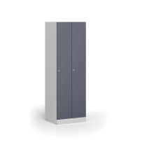 Kovová šatní skříňka, 2-dveřová, 1850 x 600 x 500 mm, cylindrický zámek, tmavě šedé dveře