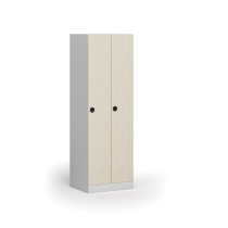 Kovová šatní skříňka, 2-dveřová, 1850 x 600 x 500 mm, kódový zámek, laminované dveře, bříza