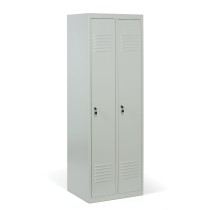 Kovová šatní skříňka ECONOMIC, demontovaná, šedé dveře, cylindrický zámek