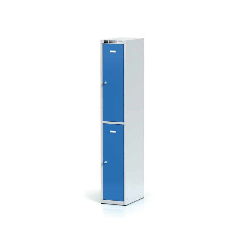 Kovová šatní skříňka s úložnými boxy, 2 boxy, otočný zámek