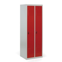 Kovová šatňová skrinka ECONOMIC, demontovaná, červené dvere, cylindrický zámok
