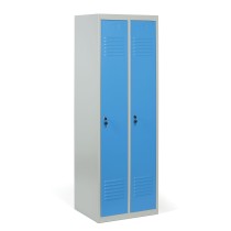 Kovová šatňová skrinka ECONOMIC, demontovaná, modré dvere, cylindrický zámok