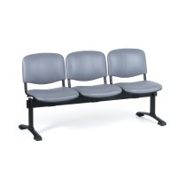 Kožená lavica do čakární VIVA, 3-sedadlo, sivá
