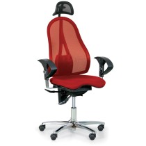 Krzesło biurowe EXETER NET z zagłówkiem, czerwony
