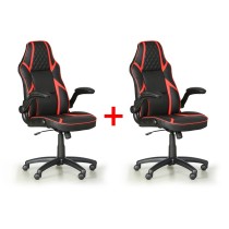 Krzesło biurowe GAME 1+1 GRATIS, czarny/czerwony