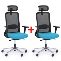 Krzesło biurowe JILL 1+1 GRATIS, czarny/niebieski