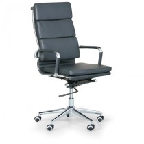 Krzesło biurowe KIT, skóra, czarny, chrom