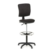 Krzesło biurowe MILANO II bez podłokietników, podwyższone, stały kontakt, ślizgacze, czarny