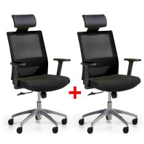Krzesło biurowe z oparciem z siatki WOLF II 1+1 GRATIS, czarny